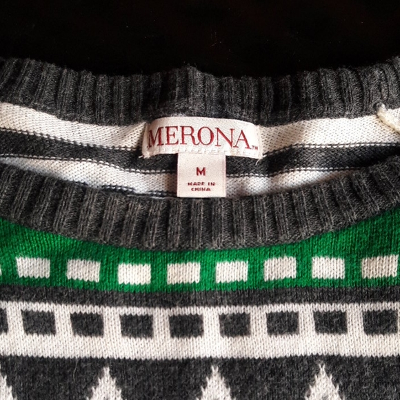 Gray, Green, and White Sweater - Picture 4 of 6